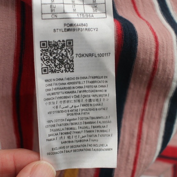 Guess Originals Striped T Shirt Size M Multicolor Logo Crewneck - Picture 5 of 8